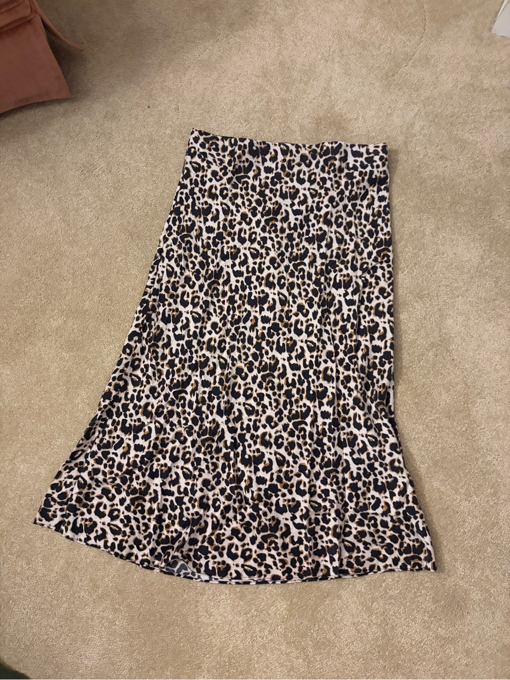 Quince Leopard Print Midi Skirt - Beige, Black